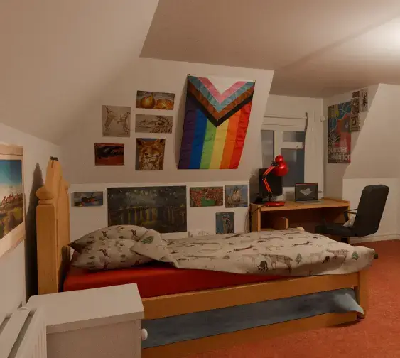 A bedroom modelled in blender